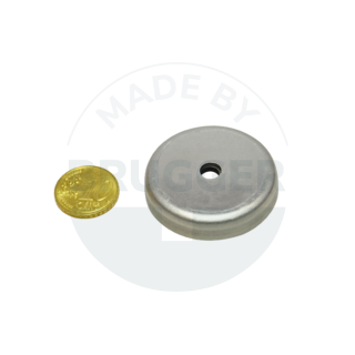 Topfmagnet Edelstahlgehäuse mit Bohrung und Senkung 40mm aus Hartferrit | © Brugger GmbH