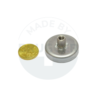 Topfmagnet Edelstahlgehäuse mit Gewindebuchse 32mm M5 aus Hartferrit | © Brugger GmbH