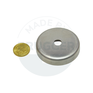 Topfmagnet aus Hartferrit Edelstahlgehäuse mit Zylinderbohrung 50mm | © Brugger GmbH