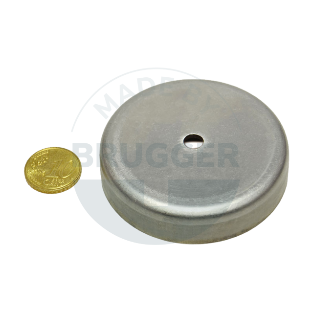 Topfmagnet aus Hartferrit Edelstahlgehäuse mit Zylinderbohrung 63mm | © Brugger GmbH