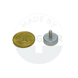Pot magnet made of hard ferrite steel housing with external thread galvanised 13mm M3x7 | © Brugger GmbH