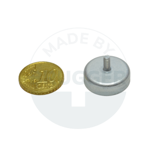 Pot magnet made of hard ferrite steel housing with external thread galvanised 20mm M3x7 | © Brugger GmbH