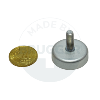 Pot magnet made of hard ferrite steel housing with external thread galvanised 25mm M5x15 | © Brugger GmbH