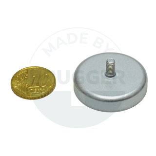 Pot magnet made of hard ferrite steel housing with external thread galvanised 32mm M4x8 | © Brugger GmbH