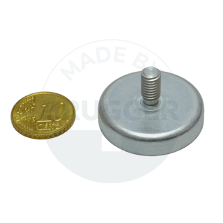 Pot magnet made of hard ferrite steel housing with external thread galvanised 32mm M6x12 | © Brugger GmbH