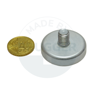Pot magnet made of hard ferrite steel housing with external thread galvanised 32mm M8x10 | © Brugger GmbH