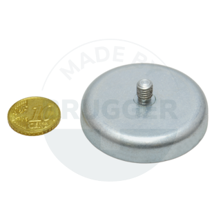 Pot magnet made of hard ferrite steel housing with external thread galvanised 47mm M6x8 | © Brugger GmbH