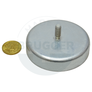 Pot magnet made of hard ferrite steel housing with external thread galvanised 63mm M6x15 | © Brugger GmbH