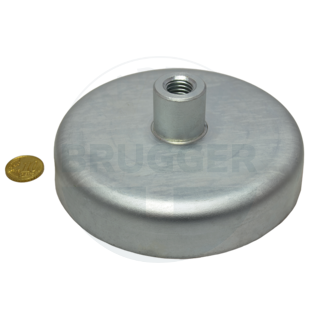 Topfmagnet aus Hartferrit Stahlgehäuse mit Gewindebuchse verzinkt 125mm M14 | © Brugger GmbH