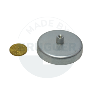 Topfmagnet aus Hartferrit Stahlgehäuse mit Gewindebuchse verzinkt 50mm M4 | © Brugger GmbH