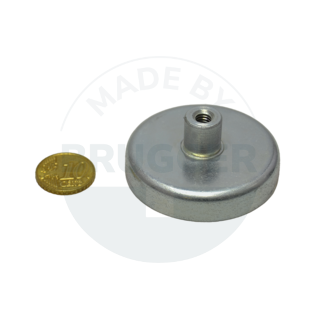 Topfmagnet aus Hartferrit Stahlgehäuse mit Gewindebuchse verzinkt 50mm M6 | © Brugger GmbH