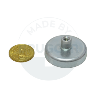 Topfmagnet aus Hartferrit Stahlgehäuse mit Gewindebuchse verzinkt 32mm M4 | © Brugger GmbH