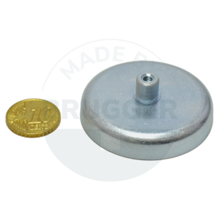 Topfmagnet aus Hartferrit Stahlgehäuse mit Gewindebuchse verzinkt 47mm M4 | © Brugger GmbH