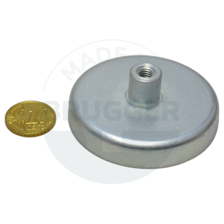Topfmagnet aus Hartferrit Stahlgehäuse mit Gewindebuchse verzinkt 57mm M6 | © Brugger GmbH