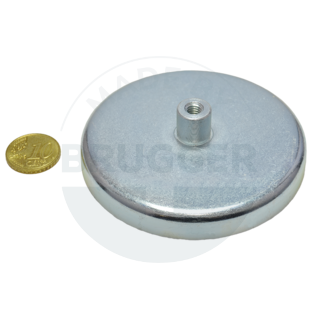 Topfmagnet aus Hartferrit Stahlgehäuse mit Gewindebuchse verzinkt 80mm M6 | © Brugger GmbH