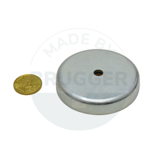 Topfmagnet aus Hartferrit Stahlgehäuse mit Zylinderbohrung verzinkt 57mm | © Brugger GmbH