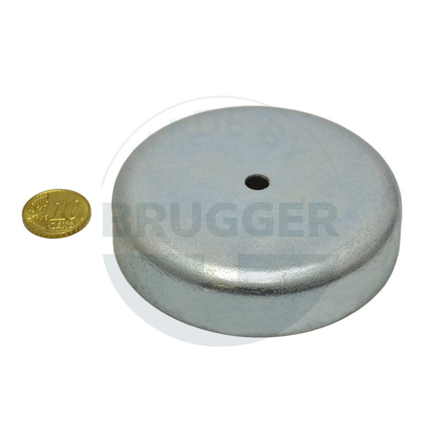 Topfmagnet aus Hartferrit Stahlgehäuse mit Zylinderbohrung verzinkt 80mm | © Brugger GmbH