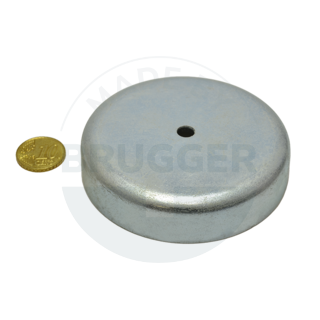 Pot magnet made of hard ferrite steel housing with cylinder bore galvanised 80mm | © Brugger GmbH