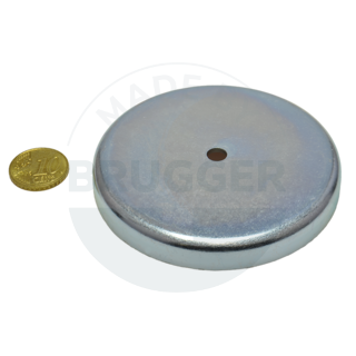 Topfmagnet aus Hartferrit Stahlgehäuse mit Zylinderbohrung verzinkt 80mm | © Brugger GmbH