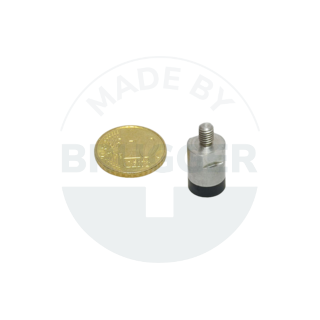 Pot magnet of NdFeB stainless steel housing with external thread rubberised holding surface 10mm M4 | © Brugger GmbH