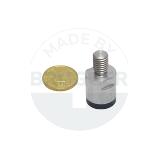 Pot magnet of NdFeB stainless steel housing with external thread rubberised holding surface 16mm M8 | © Brugger GmbH