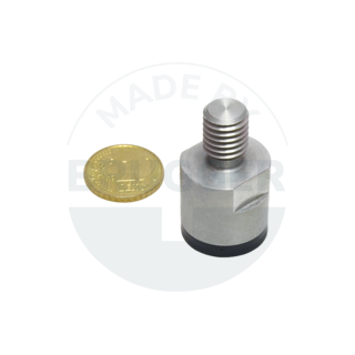 Pot magnet of NdFeB stainless steel housing with external thread rubberised holding surface 20mm M10 | © Brugger GmbH