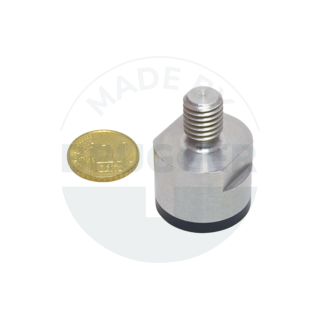 Pot magnet of NdFeB stainless steel housing with external thread rubberised holding surface 20mm M10 | © Brugger GmbH