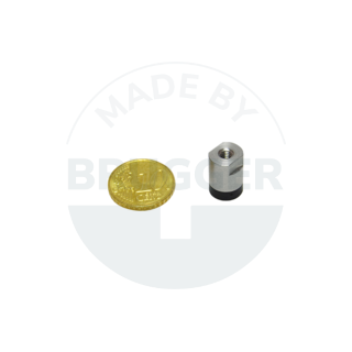 Pot magnet of NdFeB stainless steel housing with internal thread rubberised holding surface 10mm M4 | © Brugger GmbH