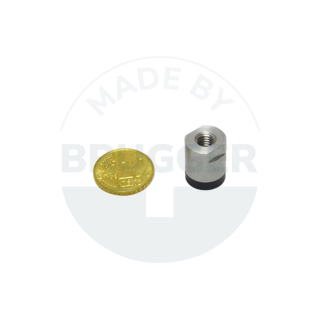 Pot magnet of NdFeB stainless steel housing with internal thread rubberised holding surface 13mm M6 | © Brugger GmbH