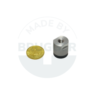 Pot magnet of NdFeB stainless steel housing with internal thread rubberised holding surface 16mm M6 | © Brugger GmbH