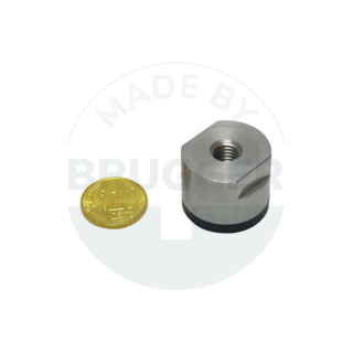 Pot magnet of NdFeB stainless steel housing with internal thread rubberised holding surface 25mm M8 | © Brugger GmbH