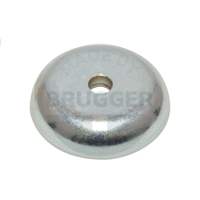 Pot magnet of NdFeB steel housing punched with bore and countersink galvanised 32mm | © Brugger GmbH