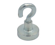 Pot magnet made of NdFeB, steel housing as a complete system with galvanised hook ⌀16mm | © Brugger GmbH