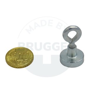 Topfmagnet aus NdFeB, Stahlgehäuse als Komplettsystem mit Oese verzinkt ⌀16mm | © Brugger GmbH