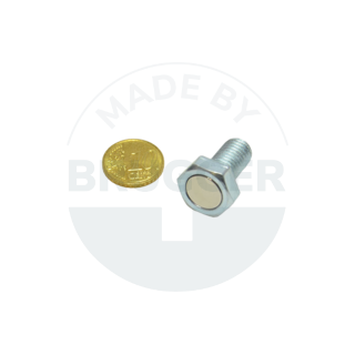 Pot magnet of NdFeB steel housing with external thread and hexagon head 17mm M10 | © Brugger GmbH
