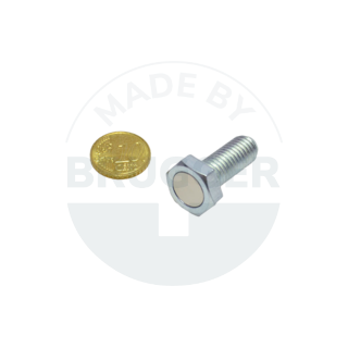 Pot magnet of NdFeB steel housing with external thread and hexagon head 17mm M10 | © Brugger GmbH