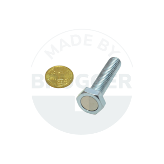 Pot magnet of NdFeB steel housing with external thread and hexagon head 17mm M10 | © Brugger GmbH