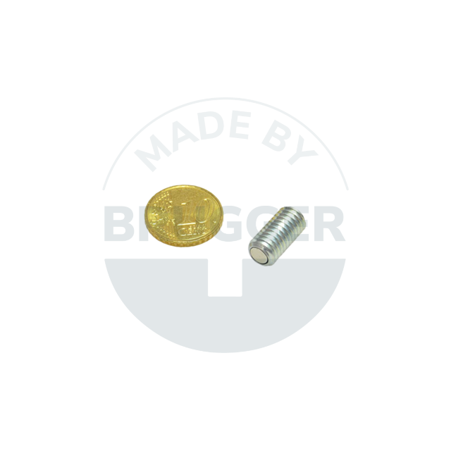Aimant à pot en NdFeB boîtier en acier avec filetage extérieur six pans creux galvanisé M8 | © Brugger GmbH
