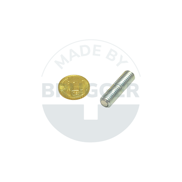 Pot magnet of NdFeB steel housing with external thread hexagon socket galvanised M8 | © Brugger GmbH