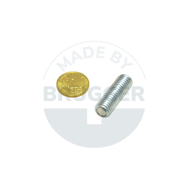 Aimant à pot en NdFeB boîtier en acier avec filetage extérieur six pans creux galvanisé M10 | © Brugger GmbH