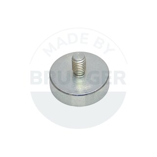Topfmagnet aus NdFeB Stahlgehäuse mit Außengewinde verzinkt bis 150°C 25mm M6 | © Brugger GmbH
