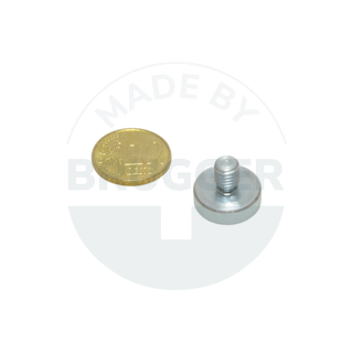 Pot magnet of NdFeB steel housing with external thread galvanised 16mm M6x8 | © Brugger GmbH