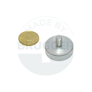 Pot magnet of NdFeB steel housing with external thread galvanised 25mm M6x10 | © Brugger GmbH