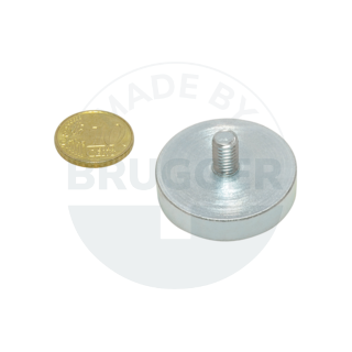 Pot magnet of NdFeB steel housing with external thread galvanised 32mm M6x10 | © Brugger GmbH