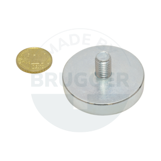 Pot magnet of NdFeB steel housing with external thread galvanised 40mm M8x12 | © Brugger GmbH