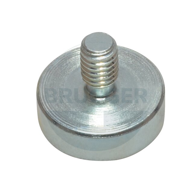 Pot magnet of NdFeB steel housing with external thread galvanised 20mm M6x10 | © Brugger GmbH