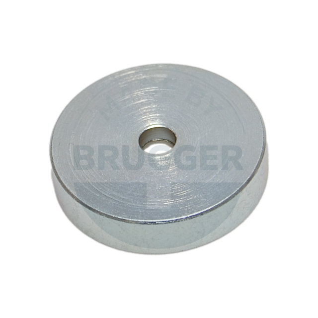 Aimant à pot en NdFeB boîtier en acier avec trou et lamage galvanisé  jusqu'à 150°C 32mm | © Brugger GmbH