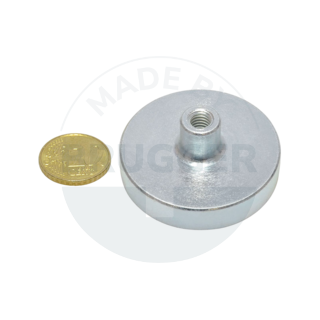 Topfmagnet aus NdFeB Stahlgehäuse mit Gewindebuchse verzinkt 40mm | © Brugger GmbH