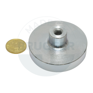 Topfmagnet aus NdFeB Stahlgehäuse mit Gewindebuchse verzinkt  | © Brugger GmbH