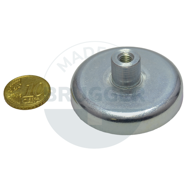 Pot magnet of NdFeB steel housing with threaded bush galvanised  | © Brugger GmbH